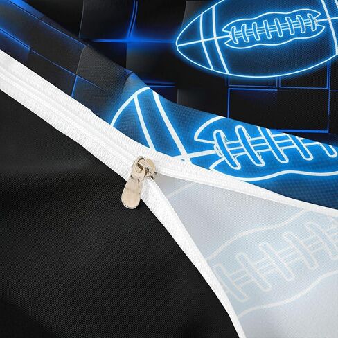 Feelyou Blue and Black Duvet Cover Toddler Size Football Bedding Set for Boys Girls Gift for Football Lover Comforter Cover Rugby Sports Bedroom Decor 2Pcs in Kuwait