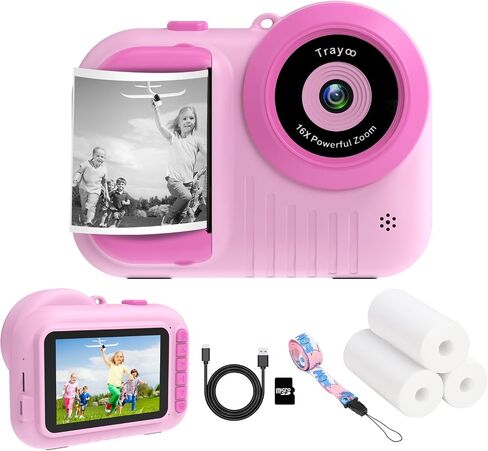 Kids Camera Instant Print, 3.5 Inch Screen Kids Digital Camera Instant, Christmas Birthday Gifts for Girls Age 3-12, Portable Toddler Camera Toy Gifts for 3 4 5 6 7 8 9 10 Year Old Girls Boys (Rose) in Kuwait