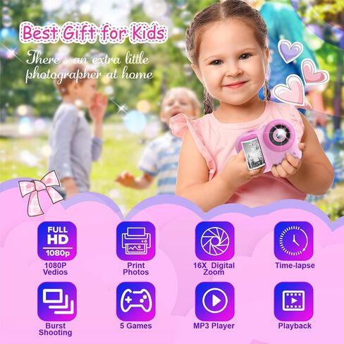 Kids Camera Instant Print, 3.5 Inch Screen Kids Digital Camera Instant, Christmas Birthday Gifts for Girls Age 3-12, Portable Toddler Camera Toy Gifts for 3 4 5 6 7 8 9 10 Year Old Girls Boys (Rose) in Kuwait