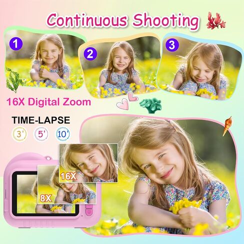 Kids Camera Instant Print, 3.5 Inch Screen Kids Digital Camera Instant, Christmas Birthday Gifts for Girls Age 3-12, Portable Toddler Camera Toy Gifts for 3 4 5 6 7 8 9 10 Year Old Girls Boys (Rose) in Kuwait