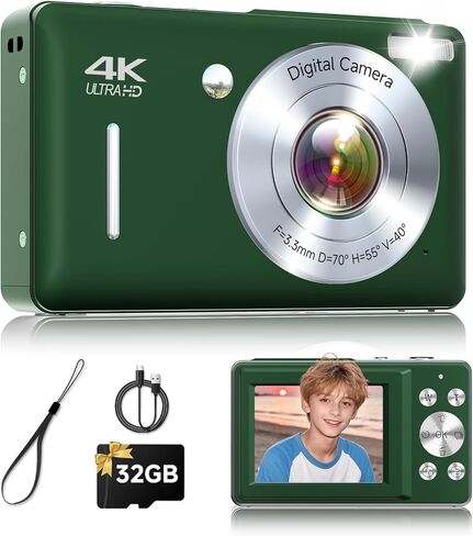 Digital Camera, 44MP FHD 1080P Point and Shoot Digital Camera with Anti Shake, Small Digital Camera with Face Detect, 32GB SD Card, 16X Zoom Camera for Kids, Teens, Boys, Girls Blue in Saudi Arabia