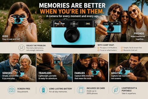Camp Snap Screen-Free Digital Camera 8MP 4GB Memory Seaglass Blue in Kuwait
