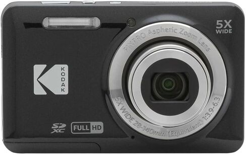 Kodak Pixpro FZ55 16MP Compact Camera, 5X Optical, 1080p (Black, 4 Items) | Bundle: 32GB SD, Case and Battery Travel Charger. FZ55, 16.35MP, 1080p Video in Kuwait