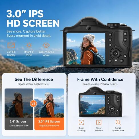 8K Vlogging Camera with Dual-View Recording, WiFi & Dual Cameras, 2000mAh in Kuwait