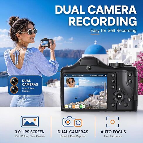 8K Vlogging Camera with Dual-View Recording, WiFi & Dual Cameras, 2000mAh in Saudi Arabia