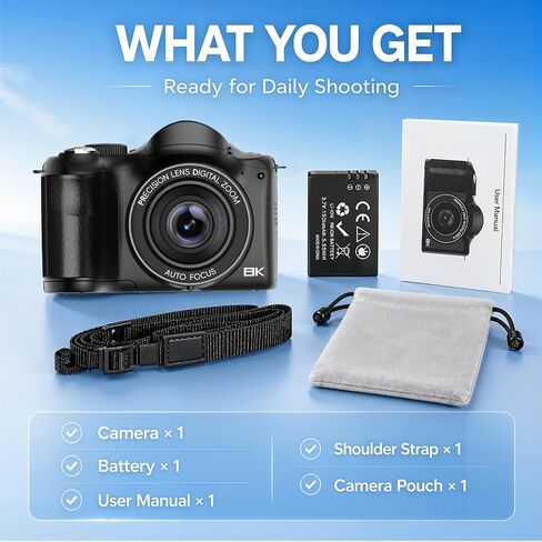 8K Vlogging Camera with Dual-View Recording, WiFi & Dual Cameras, 2000mAh in Kuwait