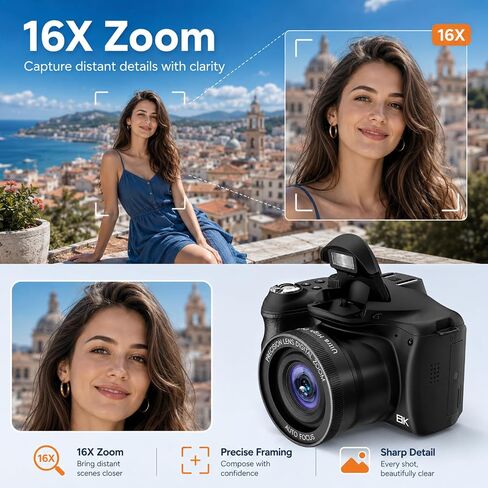 8K Vlogging Camera with Dual-View Recording, WiFi & Dual Cameras, 2000mAh in Saudi Arabia