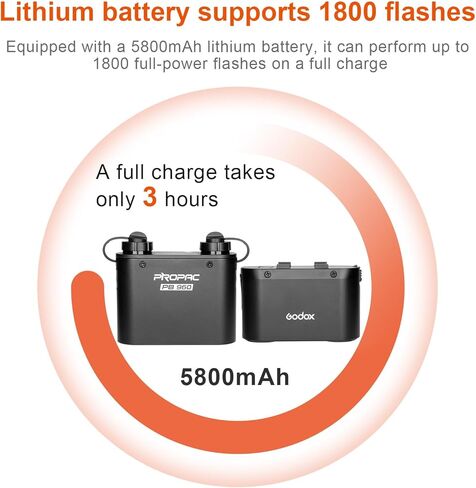 GODOX PB960 Portable Extended Flash Power Battery Pack Kit Dual Output for Canon 600EX, 580EX II, 550EX, 430EZ, for Godox V1Pro C/N/S/F/O/P TT685 TT685II AD360II AD360 AD180, for Yongnuo Flashes in Kuwait