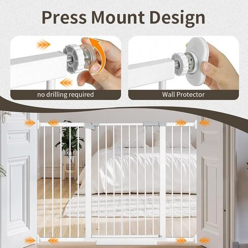 Extra Wide Dog Gate for Doorways Hallways 71.2"-76.7", 30 in Tall Baby Gates with Door No Drill, Auto Close Child Safety Gate for Pet Kid Doggie Cat Proof, Large Long Dog Barrier Indoor House, White in Kuwait