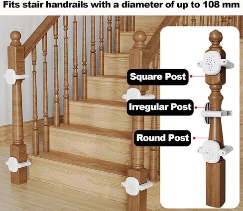 2PCS No Drill Baby Gate Banister Adapter Kit for Stairs,Universal Stair Railing Gate Mounting Kit for Round or Square Banisters (1.5–4.2 Inch),Damage-Free Installation for Baby and Pet Gates in Kuwait