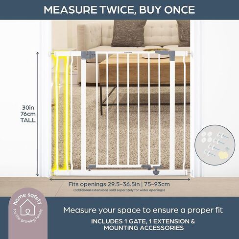 Dreambaby Liberty Walk Thru Baby Safety Gate Set - with 3.5inch Extension Panel - Fits 29.5-36.5inch Openings - Pressure Mounted Security Gates - White in Kuwait