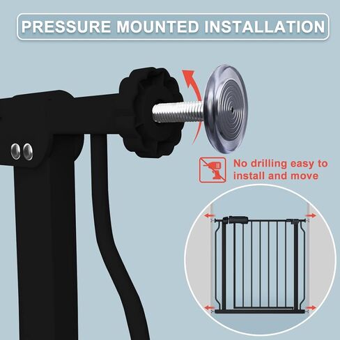 Extra Wide Baby Gate 53-62 Inch Black Walk THR Dog Gates Doorways House No Drill Pressure Mounted Auto Close Long Child Safety Gate for Kids and Pet in Kuwait