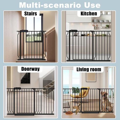 Extra Wide Baby Gate 53-62 Inch Black Walk THR Dog Gates Doorways House No Drill Pressure Mounted Auto Close Long Child Safety Gate for Kids and Pet in Kuwait