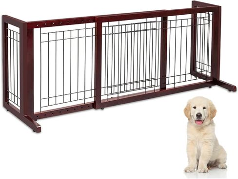 VINGLI Dog Gate for Stairs Free Standing Pet Gate for Driveway, Solid Wood Puppy Doggie Gates for Indoors Adjustable from 40" to 71" Wide in Kuwait