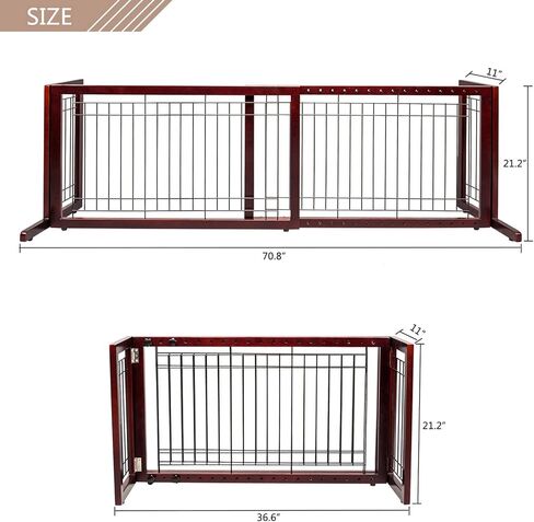 VINGLI Dog Gate for Stairs Free Standing Pet Gate for Driveway, Solid Wood Puppy Doggie Gates for Indoors Adjustable from 40" to 71" Wide in Kuwait