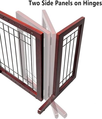 VINGLI Dog Gate for Stairs Free Standing Pet Gate for Driveway, Solid Wood Puppy Doggie Gates for Indoors Adjustable from 40" to 71" Wide in Kuwait