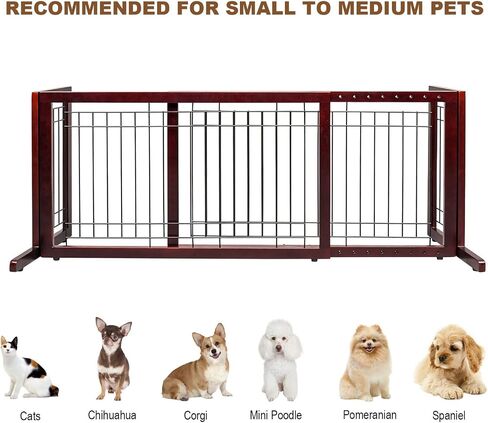 VINGLI Dog Gate for Stairs Free Standing Pet Gate for Driveway, Solid Wood Puppy Doggie Gates for Indoors Adjustable from 40" to 71" Wide in Kuwait