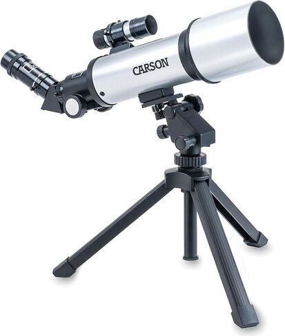 Carson Sky Chaser 70mm Refractor Beginner Telescope with Tabletop Tripod For Kids and Adults with Magnification up to 133.5x for Astronomy and Terrestrial Viewing (SC-450) | with Tabletop Tripod - STEM, Beginners' Telescope, Includes Multiple Eyepieces an in Kuwait