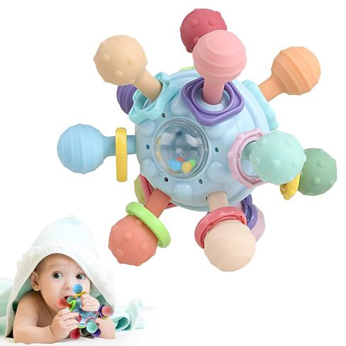 Baby Teething Toys - Infant Sensory Chew Rattles Toys - Newborn Montessori Learning Developmental Toy - Teethers for Babies 0 3 6 9 12 18 Months - Shower Gifts for 1 2 One Two Year Old Girls Boys in Kuwait