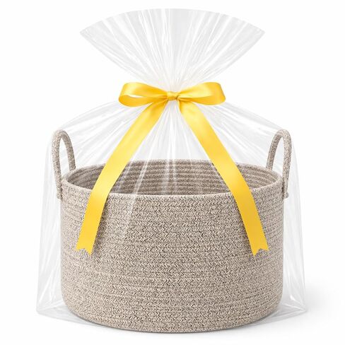 Extra Large Gift Basket Empty to Fill, 32L, Blush Pink | Includes Gift Bag and Ribbon, Premium Woven Rope, Soft Yet Structured, Reusable for Throw Blankets, Kids and Nursery Storage in Kuwait