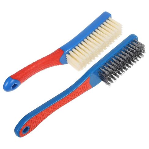 Totority 2pcs Stainless Steel Wire Brush Cleaning Set with Soft and Hard Bristles, Comfortable Grip, Portable Design for Glasses and Antiques, for Outdoor Displays and Travel in Kuwait