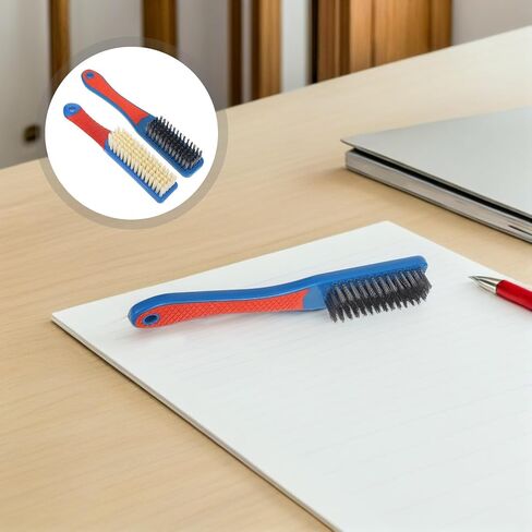 Totority 2pcs Stainless Steel Wire Brush Cleaning Set with Soft and Hard Bristles, Comfortable Grip, Portable Design for Glasses and Antiques, for Outdoor Displays and Travel in Kuwait