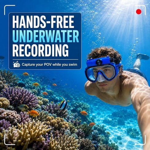 2K Snorkeling Mask Camera for Swimming and Diving | 15 m Waterproof, Wi-Fi Sharing, Ocean Exploration Use & 16GB TF Card Included in Kuwait
