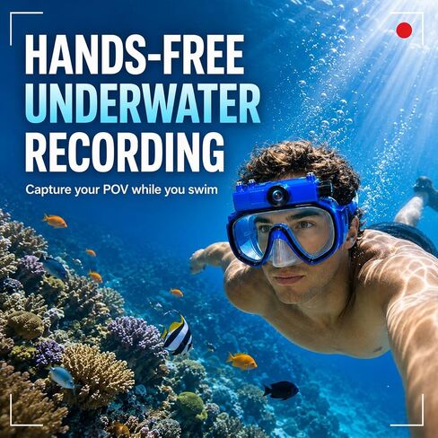 2K Underwater Camera Mask with Wide-Angle Lens | Hands-Free Recording, 15 m Waterproof, Detachable Camera, Wi-Fi Transfer & 16GB Card in Kuwait