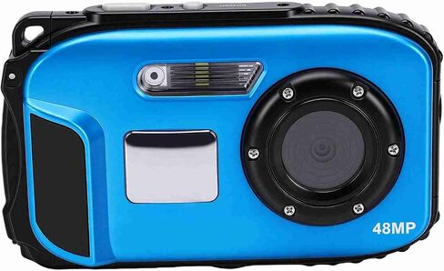 PUSOKEI 1080P 48MP Camera 16X Zoom, Underwater Digital for Snorkeling (Blue) | 2.4 inch LCD with selfie mirror,630mAh battery 2-3hr in Kuwait