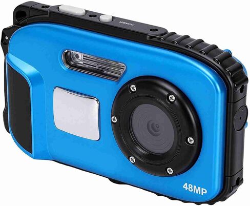 PUSOKEI 1080P 48MP Camera 16X Zoom, Underwater Digital for Snorkeling (Blue) | 2.4 inch LCD with selfie mirror,630mAh battery 2-3hr in Kuwait