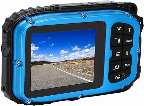 PUSOKEI 1080P 48MP Camera 16X Zoom, Underwater Digital for Snorkeling (Blue) | 2.4 inch LCD with selfie mirror,630mAh battery 2-3hr in Kuwait