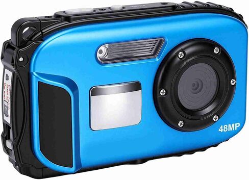 PUSOKEI 1080P 48MP Camera 16X Zoom, Underwater Digital for Snorkeling (Blue) | 2.4 inch LCD with selfie mirror,630mAh battery 2-3hr in Kuwait