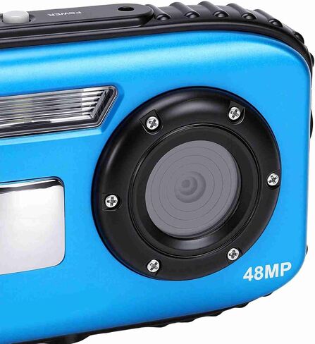 PUSOKEI 1080P 48MP Camera 16X Zoom, Underwater Digital for Snorkeling (Blue) | 2.4 inch LCD with selfie mirror,630mAh battery 2-3hr in Kuwait