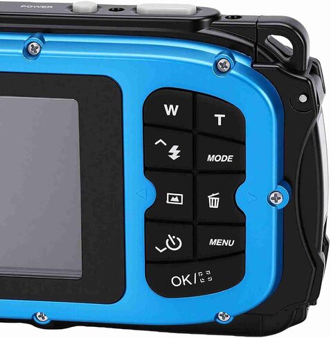 PUSOKEI 1080P 48MP Camera 16X Zoom, Underwater Digital for Snorkeling (Blue) | 2.4 inch LCD with selfie mirror,630mAh battery 2-3hr in Kuwait