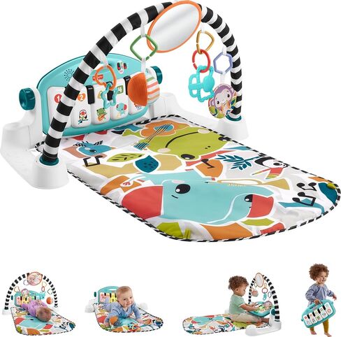 Fisher-Price Baby Activity Mat Glow & Grow Kick & Play Piano Gym, Spanish Language Version, Blue Musical Learning Toy for Ages 0+ Months (Spanish Language Only) in Kuwait