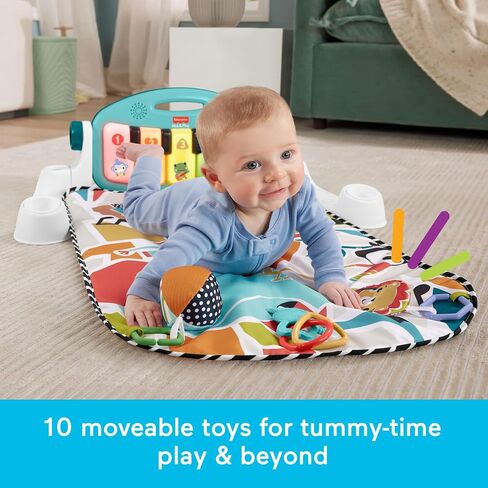 Fisher-Price Baby Activity Mat Glow & Grow Kick & Play Piano Gym, Spanish Language Version, Blue Musical Learning Toy for Ages 0+ Months (Spanish Language Only) in Kuwait