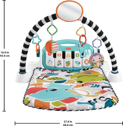 Fisher-Price Baby Activity Mat Glow & Grow Kick & Play Piano Gym, Spanish Language Version, Blue Musical Learning Toy for Ages 0+ Months (Spanish Language Only) in Kuwait