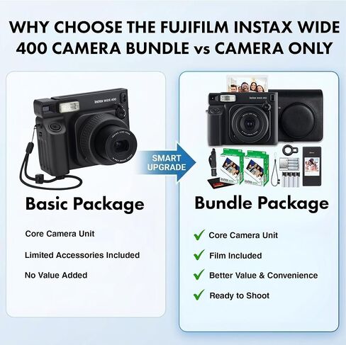 FUJIFILM INSTAX Wide 400 Instant Camera Bundle | For Parties, Events & Instant Photos | Includes Camera Case, Cleaning Cloth in Kuwait