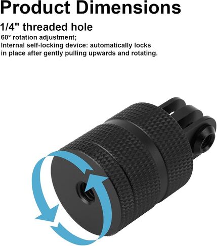 Action Camera Tripod Mount Adapter, Aluminum 1/4in 20 Camera Mount with 360 Degree Rotation Compatible with Hero 13/12/11/10/9/8/7 DJI Action 6/5 Pro/4/3 in Kuwait