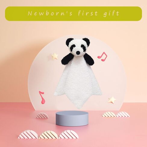 Baby White Panda Soft Stuffed Animal Security Blanket, Plush Panda Character Lovey Blanket, Baby Shower/Nursery Gift, Newborn Infant Toddler Snuggle Blankie for Boys Girls, 14 Inches in Kuwait