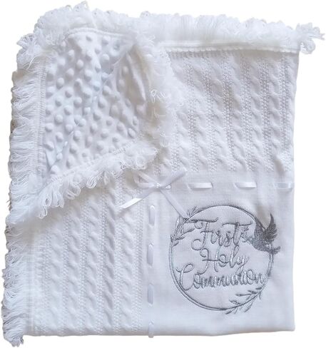 Baby Blanket for Boys Girls Baptism Christening Gifts for Girl Boys Easter Soft White Knitted Shawl Receiving Crochet Blankets Towel for Neutral Newborns Toddler in Kuwait