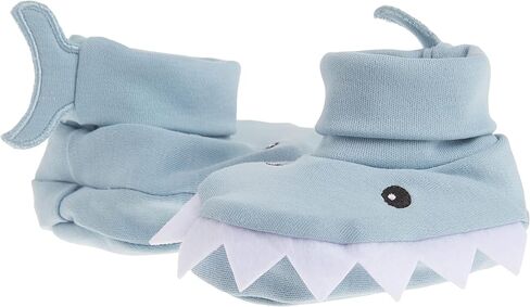 Baby Aspen Shark Bib and Booties Gift Set - Unique Baby Shower Gifts for Boys - 100% Cotton Newborn Bibs and Baby Booties 0-3 Months - Baby Boy Essentials, Cute Shark Week Gift Idea in Kuwait