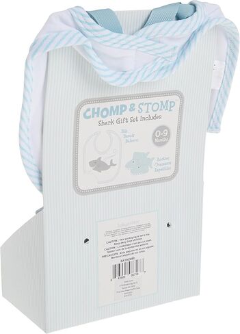 Baby Aspen Shark Bib and Booties Gift Set - Unique Baby Shower Gifts for Boys - 100% Cotton Newborn Bibs and Baby Booties 0-3 Months - Baby Boy Essentials, Cute Shark Week Gift Idea in Kuwait