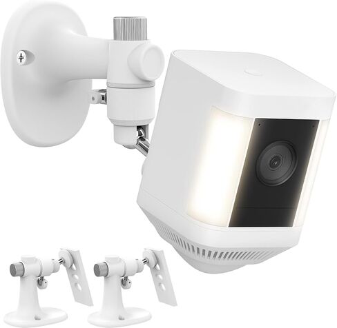 2Pack Wall Mount Bracket for Ring Spotlight Cam Battery Spotlight Cam Plus/Pro Battery, Adjustable Durable Mount Stand, Drill or No Drill Two Ways Installation in Kuwait
