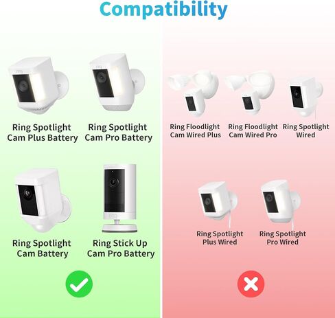 2Pack Wall Mount Bracket for Ring Spotlight Cam Battery Spotlight Cam Plus/Pro Battery, Adjustable Durable Mount Stand, Drill or No Drill Two Ways Installation in Kuwait