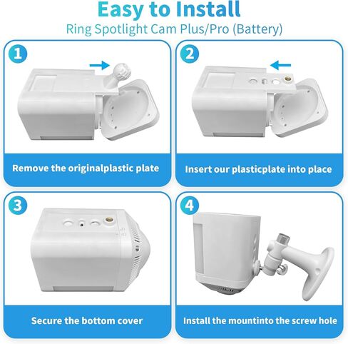 2Pack Wall Mount Bracket for Ring Spotlight Cam Battery Spotlight Cam Plus/Pro Battery, Adjustable Durable Mount Stand, Drill or No Drill Two Ways Installation in Kuwait