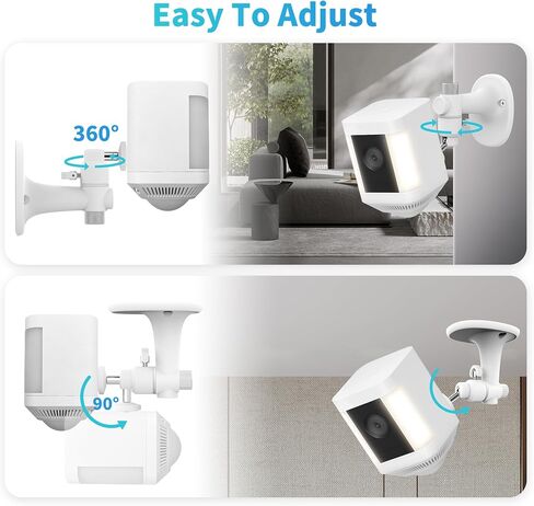 2Pack Wall Mount Bracket for Ring Spotlight Cam Battery Spotlight Cam Plus/Pro Battery, Adjustable Durable Mount Stand, Drill or No Drill Two Ways Installation in Kuwait