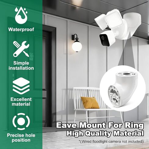 Eave Mount for Ring Devices Weatherproof Bracket for Smart Lighting & Security Cameras,Compatible with Ring Floodlight Cam Wired Plus/Pro,Ring Smart Lighting Floodlight Wired (Black) in Kuwait