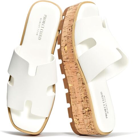 Project Cloud 100% Genuine Leather Wedge Platform Sandals for Women (MILA) | Soft Memory Foam Insole Wedge Sandals Women - Non-Slip Outsole Comfortable Platform Design - Lightweight Womens Sandals in Kuwait