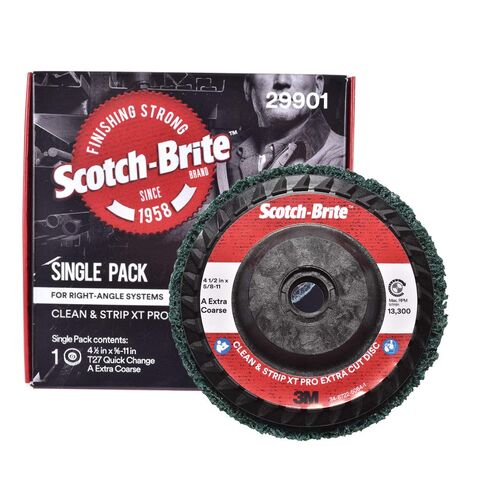 3M Scotch-Brite Clean and Strip XT Pro Extra Cut Disc, XC-DC, A/O Extra Coarse, Green, 4-1/2 in x 5/8 in-11, Type 27, Pack of 1, Heavy Duty Metal Stripper Disc, Aluminum Oxide in Kuwait